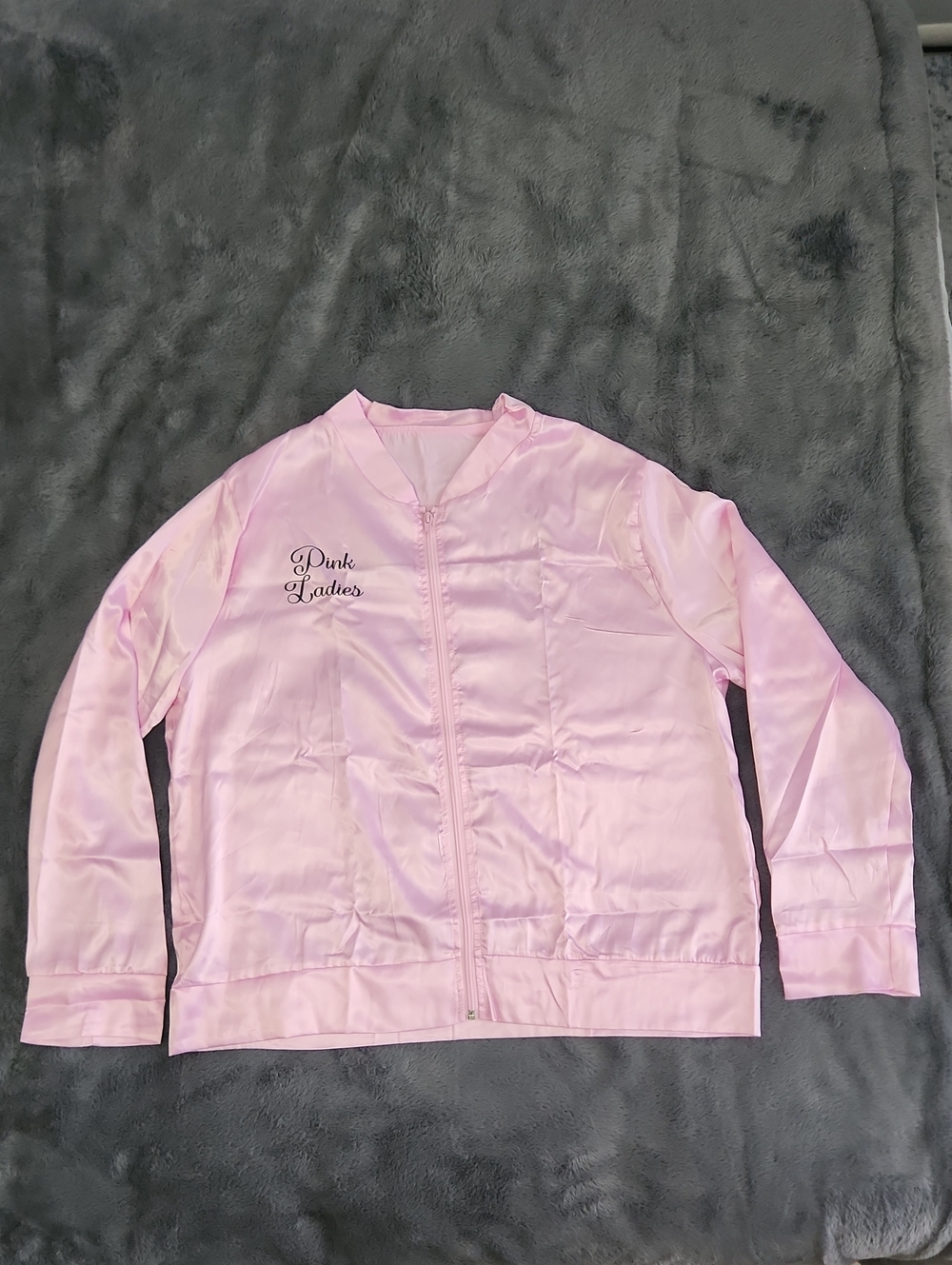 Pink Ladies Satin Bomber Jacket - Light Pink